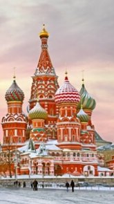 Moscow,Russia,Red square,view of St. Basil's Cathedral in winter
